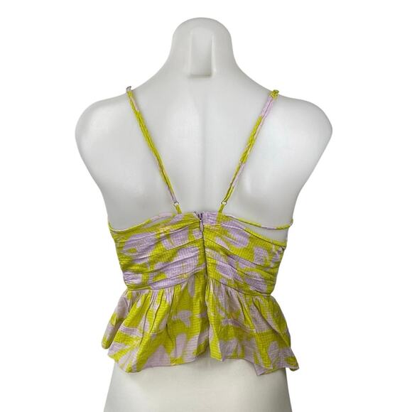 ASTR the Label Minka Multicolor Floral Sleeveless Cami Keyhole Peplum Crop Top S - Picture 3 of 5